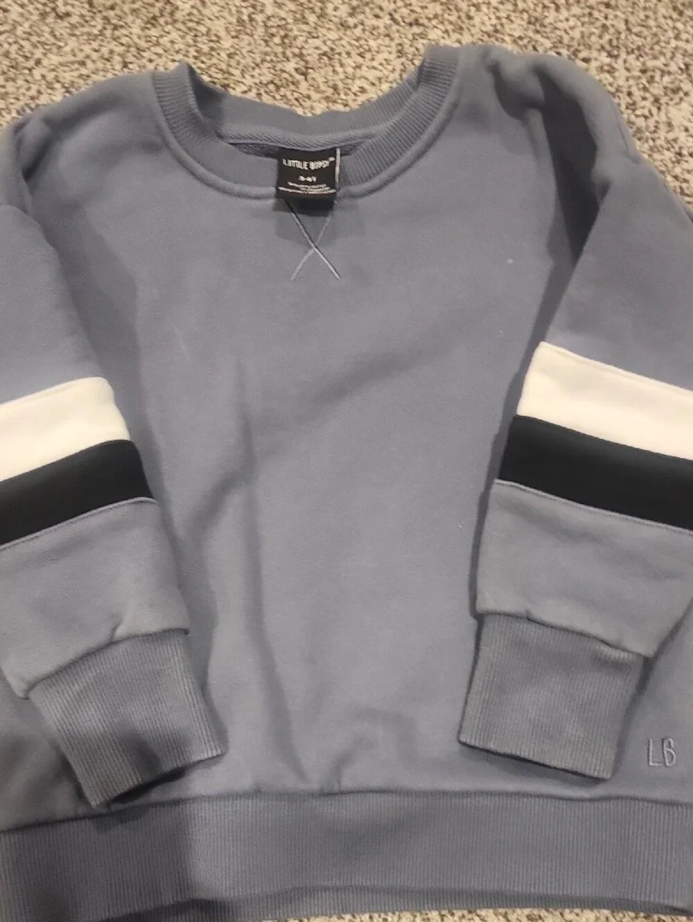 Little Bipsy Dusty Blue Sweatshirt with White & Black Sleeve Bands